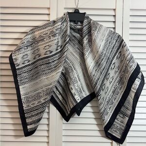 Adrienne Vittadini 100% Silk stripes Print Scarf Gray White Vintage 35" x 35"